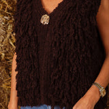 RAINELLE BROWN SLEEVELESS CARDIGAN
