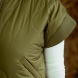 SYBIL KHAKI SLEEVELESS PUFFER ZIP JACKET