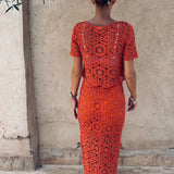 KHALILA TERRACOTTA CROCHET TWO-PIECE SET