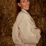 ELEANOR BEIGE CROPPED TRENCHCOAT