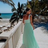 NABILA ALLURE AQUA BLUE ONE SHOULDER DRESS