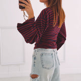 DELANEY BORDEAUX/DARK BLUE STRIPED LONGSLEEVE SHIRT