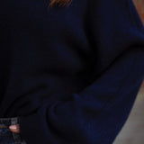 MACKENZIE DARK BLUE KNIT SWEATER