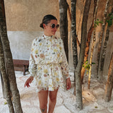 MAMACITA BEIGE FLOWER DRESS