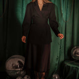 HO HO HOLD ME BLACK SATIN SKIRT