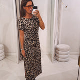CINDRA BEIGE LEOPARD DRESS