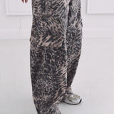 TAUPE LEOPARD BARREL JEANS A5285