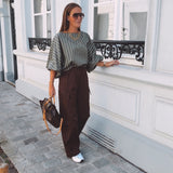 DUSTINE KHAKI STRIPED BLOUSE