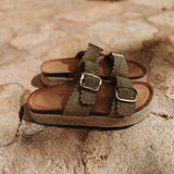 SAFI KHAKI STUDS SLIPPERS