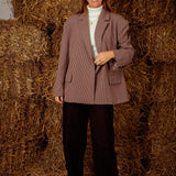 XENIA BURGUNDY CHECKERED BLAZER