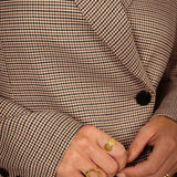 KINZIE BROWN CHECKERED FITTED BLAZER
