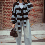 LOST IN THE CITY BROWN/LIGHT BLUE CARDIGAN WITH SCARF