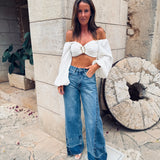GISELE WHITE CROPPED BLOUSE