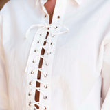 MESILLA WHITE LACE UP BLOUSE