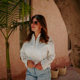 NAWAL WHITE CROCHET BLOUSE JACKET