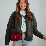 NORI DARK GREY BUTTON CARDIGAN