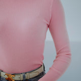BELLE PINK RIBBED LONGSLEEVE TOP