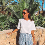 EMANUELA DARK BLUE CHECKERED SHORT