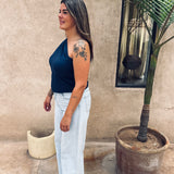 DUNES & DATES DARK BLUE ONE SHOULDER TOP