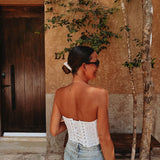 CLARO WHITE EMBROIDERED BUSTIER TOP