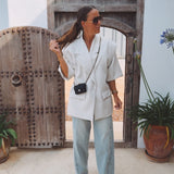 CLAUDIA ECRU SHORTSLEEVE BLAZER