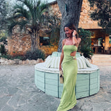 AMAIA OLIVE GREEN BANDEAU DRESS