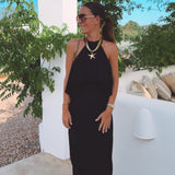 VALERIANA BLACK HALTER DRESS