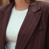 JUNIA BROWN STRIPED BLAZER