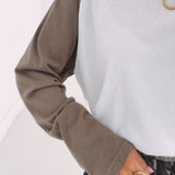 ELOWEN KHAKI/WHITE LONGSLEEVE SHIRT