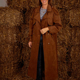 HILAREN CAMEL SUEDE TRENCHCOAT