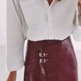 ADALEE RED SHINY LEATHER SKORT