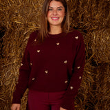 AUTUMNHEART BURGUNDY KNIT SWEATER