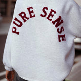 PURE SENSE GREY SWEATER - BORDEAUX LETTERS