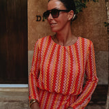 NOCHE ORANGE/PINK CROCHET DRESS