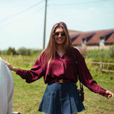 TAMMY BORDEAUX SATIN BLOUSE