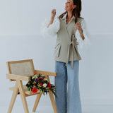 BABETTE KHAKI SLEEVELESS BLAZER