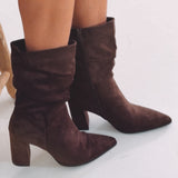 ROSIE BROWN SUEDE HEEL BOOTS