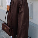 MERLENE BROWN LEATHER BALLOON PANTS