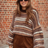 PRESTON BROWN STRIPED SWEATER