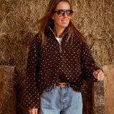 DAWSIE BROWN SOFT POLKADOTS TEDDY SWEATER