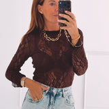 RUTH BURGUNDY LACE LONGSLEEVE TOP
