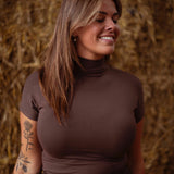 ABIGAIL BROWN TURTLENECK SHORTSLEEVE TOP