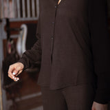 AVELINE BLACK RIBBED TWO-PIECE SET