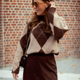 BRISTOL BROWN/BEIGE ARGYLE SWEATER