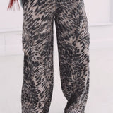 TAUPE LEOPARD BARREL JEANS A5285