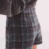 BRIELLE BROWN/GREY CHECKERED SKORT