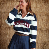 BROOKLYN BLUE/ECRU STRIPED POLO SHIRT