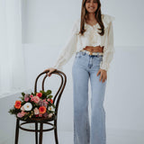 FAELINA ECRU RUFFLE BLOUSE