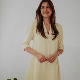 MARIT YELLOW V-NECK DRESS