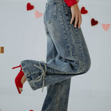 BLUE BOW WIDE LEG JEANS A3584